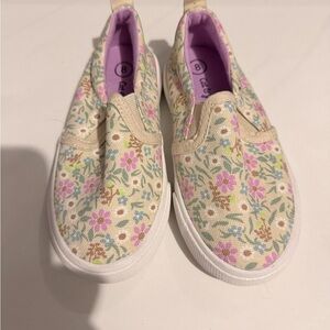 Cat & Jack Floral Canvas Slip-On Sneakers - Cream and Pink
